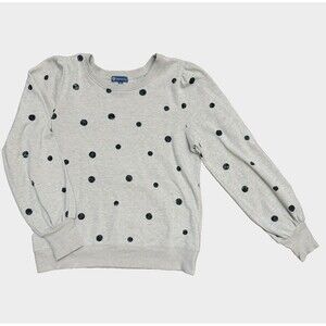 Democracy Polka Dot Print Grudge Sweatshirt SMALL/MED Gray/Beige Puff Sleeves